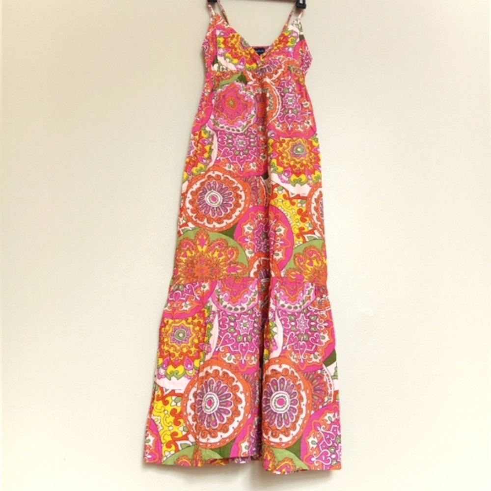 P14"-18" Colorful Spaghetti Straps Floral Printed Boho Maxi Cotton Dress